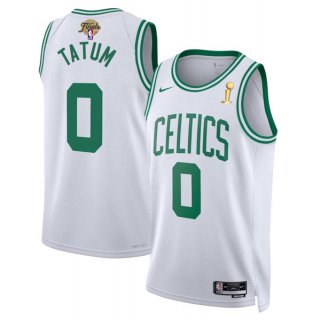 Men's Boston Celtics #0 Jayson Tatum White 2024 Finals Champions Association Edition Stitched Baseball Jersey