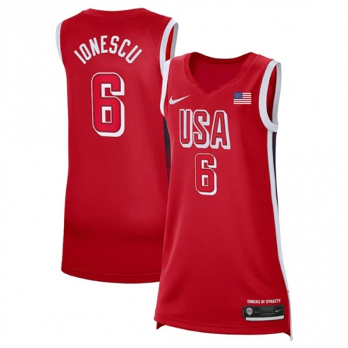 Women's USA Basketball #6 Sabrina Ionescu Red 2024 Swingman Stitched Jersey