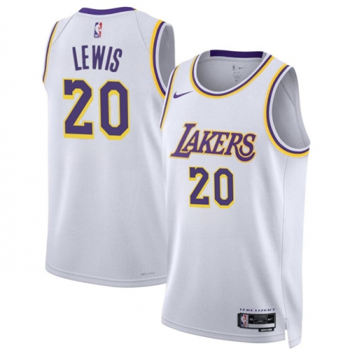 Men's Los Angeles Lakers #20 Maxwell Lewis White 2024 Association Edition Stitched Basketball Jersey