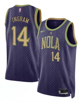 Men's New Orleans Pelicans #14 Brandon Ingram Purple 2024-25 City Ediiton Stitched Basketball Jersey