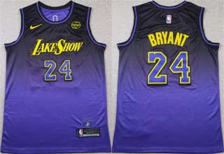 Men's Los Angeles Lakers #24 Kobe Bryant Purple 2024 Stitched Basketball Jersey