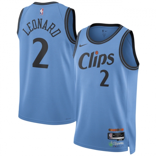 Men's Los Angeles Clippers #2 Kawhi Leonard Light Blue 2024-25 CityEdition Stitched Jersey