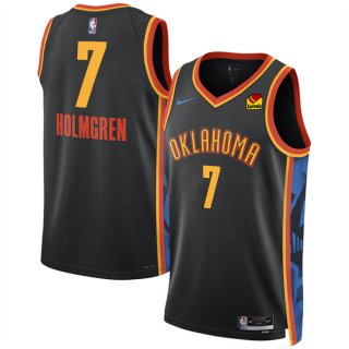 Men's Oklahoma City Thunder #7 Chet Holmgren Black 2024-25 City Edition Stitched Basketball Jersey