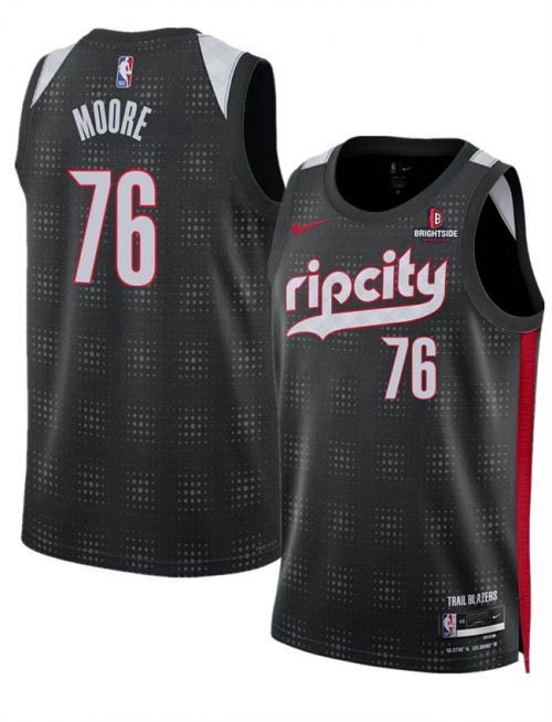 Men's Portland Trail Blazers #76 Taze Moore Black 2024-25 City Edition Edition Stitched Basketball Jersey