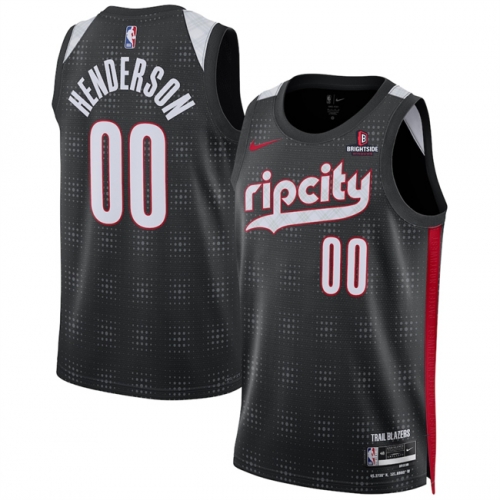 Men's Portland Trail Blazers #00 Scoot Henderson Black 2024-25 City Edition Edition Stitched Basketball Jersey