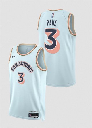 Men's San Antonio Spurs #3 Chris Paul Light Blue 2024-25 City Edition Stitched Basketball Jersey