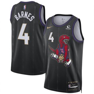 Men's Toronto Raptors #4 Scottie Barnes Black 2024-25 City Edition Stitched Basketball Jersey