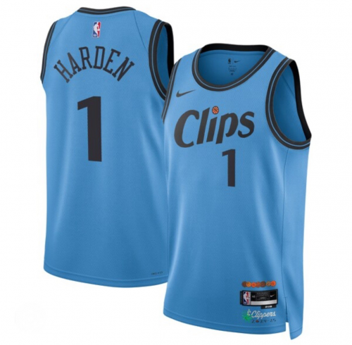 Men's Los Angeles Clippers #1 James Harden Light Blue 2024-25 CityEdition Stitched Jersey