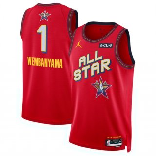 Men's 2025 All-Star #1 Victor Wembanyama Red Stitched Basketball Jersey