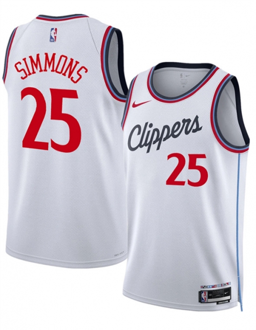 Men's Los Angeles Clippers #25 Ben Simmons White 2024-25 Stitched Jersey