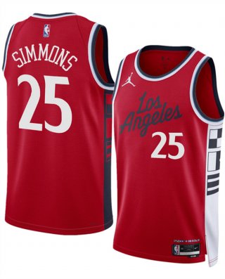 Men's Los Angeles Clippers #25 Ben Simmons Red 2024-25 Statement Edition Stitched Jersey