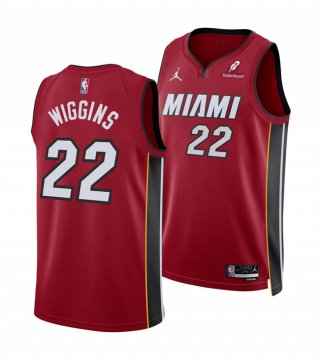 Men's Miami Heat #22 Andrew Wiggins Red 2025 Statement Edition Swingman Stitched Basketball Jersey