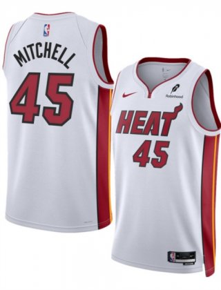 Men's Miami Heat #45 Davion Mitchell White 2025 Association Edition Swingman Stitched Basketball Jersey