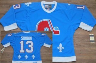 Quebec Nordiques #13 Mats Sundin Light Blue Throwback CCM Jersey