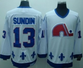 Quebec Nordiques #13 Mats Sundin White Throwback CCM Jersey