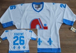 Quebec Nordiques #26 Peter Stastny White With Light Blue Throwback CCM Jersey