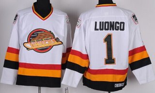 Vancouver Canucks #1 Roberto Roberto Luongo White Throwback CCM Jersey