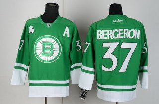 Boston Bruins #37 Patrice Bergeron St. Patrick's Day Green Jersey