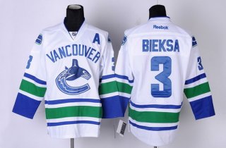 Vancouver Canucks #3 Kevin Bieksa White Jersey