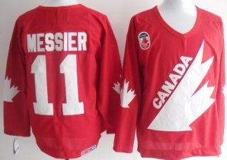 Team Canada #11 Mark Messier 1991 Olympic Red Throwback CCM Jersey