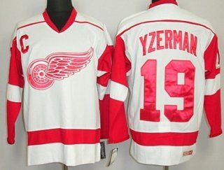 Detroit Red Wings #19 Steve Yzerman White Throwback CCM Jersey