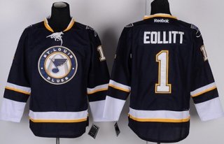 St. Louis Blues #1 Brian Elliott Navy Blue Third Jersey