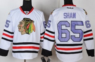 Chicago Blackhawks #65 Andrew Shaw White With Purple Jersey