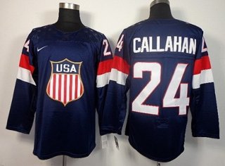 2014 Olympics USA #24 Ryan Callahan Navy Blue Jersey