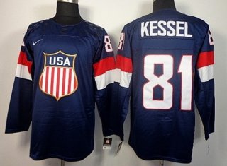 2014 Olympics USA #81 Phil Kessel Navy Blue Jersey