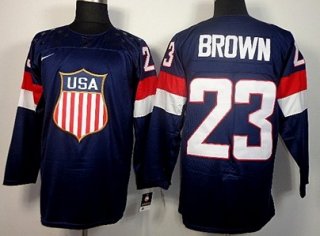 2014 Olympics USA #23 Dustin Brown Navy Blue Jersey