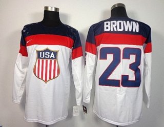 2014 Olympics USA #23 Dustin Brown White Jersey