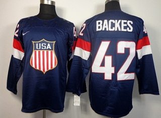 2014 Olympics USA #42 David Backes Navy Blue Jersey