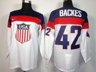 2014 Olympics USA #42 David Backes White Jersey