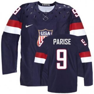 2014 Olympics USA #9 Zach Parise Navy Blue Jersey