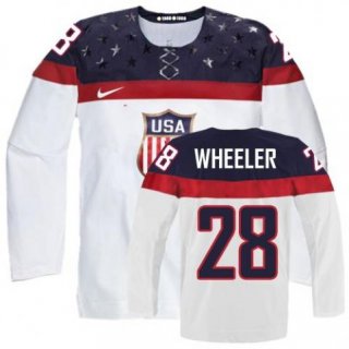 2014 Olympics USA #28 Blake Wheeler White Jersey