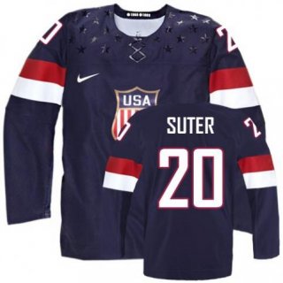 2014 Olympics USA #20 Ryan Suter Navy Blue Jersey