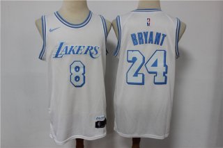 Men's Los Angeles Lakers #8 #24 Kobe Bryant White NEW 2021 Nike City Edition Stitched Jersey