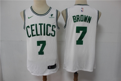 Men's Boston Celtics #7 Jaylen Brown White 2021 Nike Swingman Stitched NBA Jersey With NEW Sponsor Logo