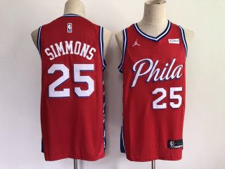 Men Philadelphia 76ers 25 Simmons Red New 2021 NBA Jersey