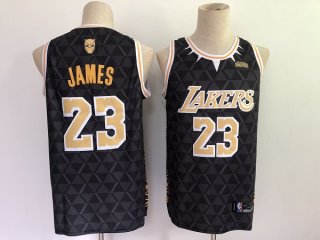 Men's Los Angeles Lakers #23 LeBron James Black Panther Limiter Stitched NBA Jersey