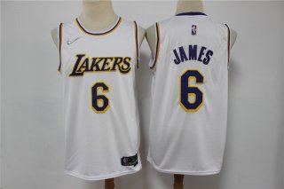 Men's Los Angeles Lakers #6 LeBron James White 75th Anniversary Diamond 2021 Stitched Jersey