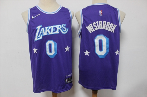 Men's Los Angeles Lakers #0 Russell Westbrook Purple Nike Diamond 2022 City Edition Swingman Stitched Jersey