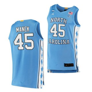 Men's North Carolina Tar Heels #45 Brady Manek Blue Basketball Jersey