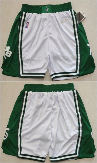 Men's Boston Celtics White 75th Anniversary Shorts (Run Small)