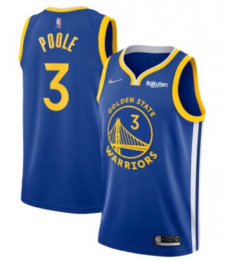 Men's Golden State Warriors #3 Jordan Poole 2022 Royal 75th Anniversary Stitched Jersey