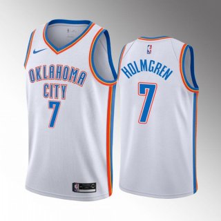 Men's Oklahoma City Thunder #7 Chet Holmgren 2022 Draft White Stitched NBA Jersey