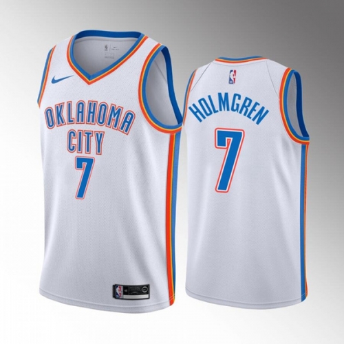 Men's Oklahoma City Thunder #7 Chet Holmgren 2022 Draft White Stitched NBA Jersey