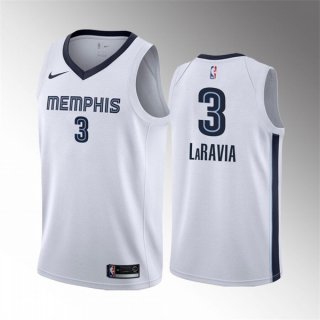 Men's Memphis Grizzlies #3 Jake LaRavia 75th Anniversary Statement Edition White Stitched Basketball Jersey