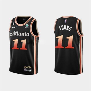 Men's Atlanta Hawks #11 Trae Young 2022-23 Black City Edition Stitched Basketball Jersey