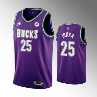 Men's Milwaukee Bucks #25 Serge Ibaka 2022-23 Purple Classic Edition Swingman Stitched Basketball Jersey